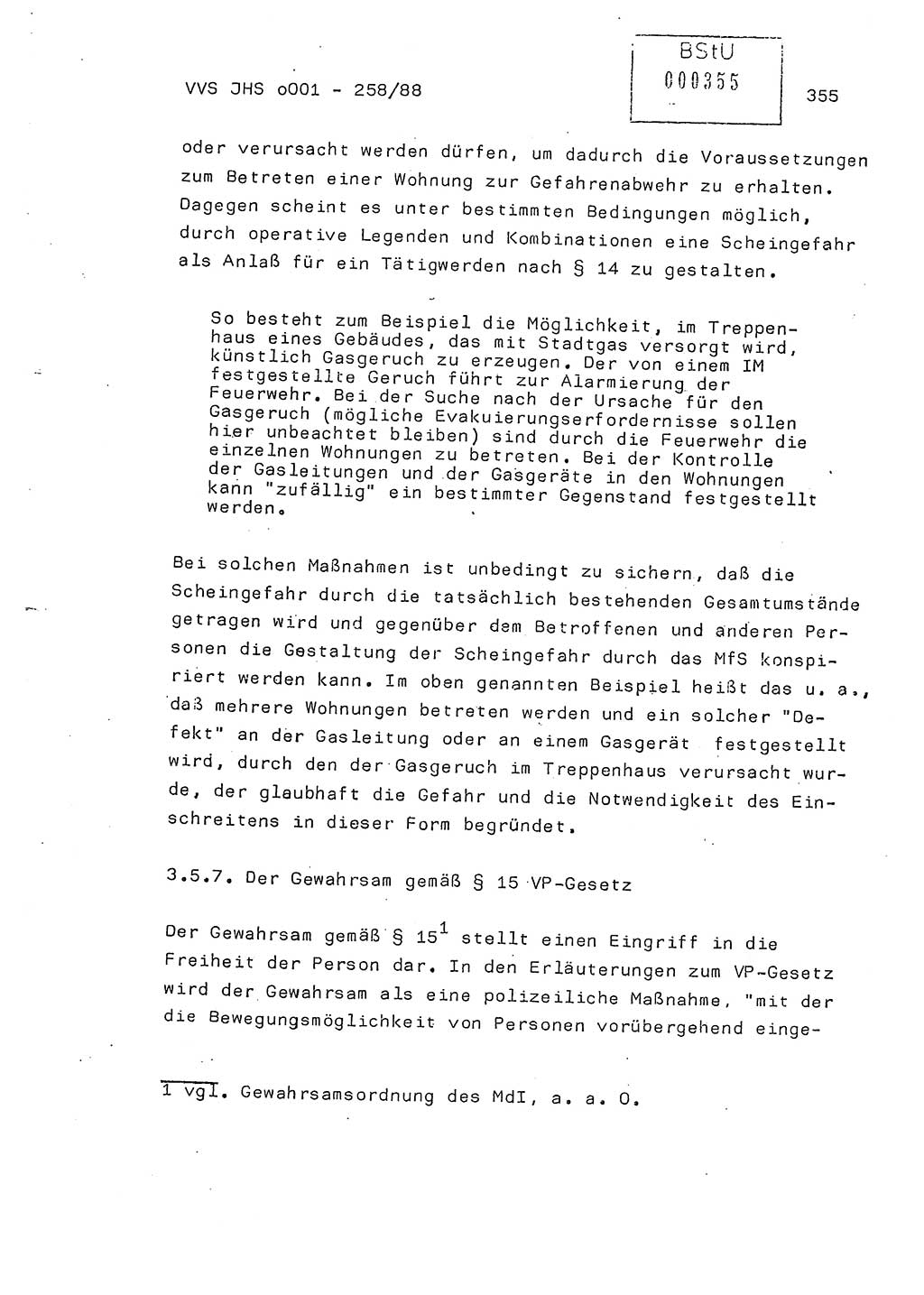 Dissertation, Oberleutnant Uwe Kärsten (JHS), Hauptmann Dr. Joachim Henkel (JHS), Oberstleutnant Werner Mählitz (Leiter der Abt. Ⅸ BV Rostock), Oberstleutnant Jürgen Tröge (HA Ⅸ/AKG), Oberstleutnant Winfried Ziegler (HA Ⅸ/9), Major Wolf-Rüdiger Wurzler (JHS), Ministerium für Staatssicherheit (MfS) [Deutsche Demokratische Republik (DDR)], Juristische Hochschule (JHS), Vertrauliche Verschlußsache (VVS) o001-258/88, Potsdam 1988, Seite 355 (Diss. MfS DDR JHS VVS o001-258/88 1988, S. 355)