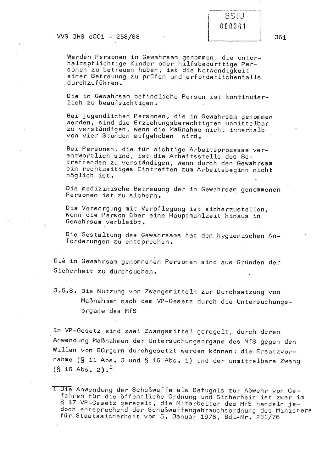 Dissertation, Oberleutnant Uwe Kärsten (JHS), Hauptmann Dr. Joachim Henkel (JHS), Oberstleutnant Werner Mählitz (Leiter der Abt. Ⅸ BV Rostock), Oberstleutnant Jürgen Tröge (HA Ⅸ/AKG), Oberstleutnant Winfried Ziegler (HA Ⅸ/9), Major Wolf-Rüdiger Wurzler (JHS), Ministerium für Staatssicherheit (MfS) [Deutsche Demokratische Republik (DDR)], Juristische Hochschule (JHS), Vertrauliche Verschlußsache (VVS) o001-258/88, Potsdam 1988, Seite 361 (Diss. MfS DDR JHS VVS o001-258/88 1988, S. 361)