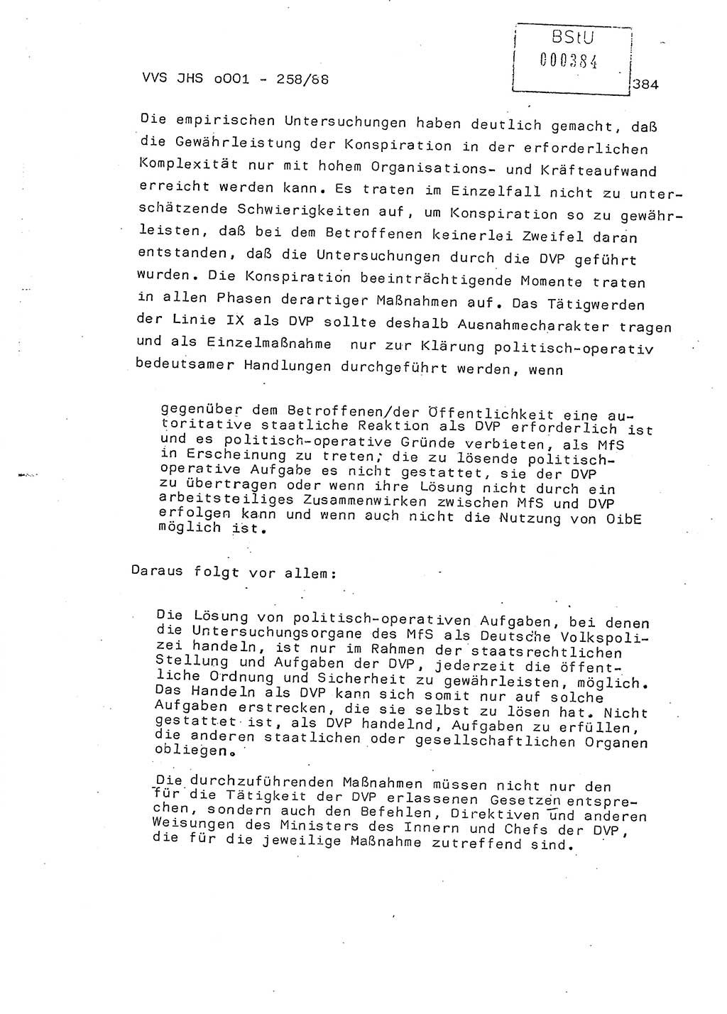 Dissertation, Oberleutnant Uwe Kärsten (JHS), Hauptmann Dr. Joachim Henkel (JHS), Oberstleutnant Werner Mählitz (Leiter der Abt. Ⅸ BV Rostock), Oberstleutnant Jürgen Tröge (HA Ⅸ/AKG), Oberstleutnant Winfried Ziegler (HA Ⅸ/9), Major Wolf-Rüdiger Wurzler (JHS), Ministerium für Staatssicherheit (MfS) [Deutsche Demokratische Republik (DDR)], Juristische Hochschule (JHS), Vertrauliche Verschlußsache (VVS) o001-258/88, Potsdam 1988, Seite 383 (Diss. MfS DDR JHS VVS o001-258/88 1988, S. 383)