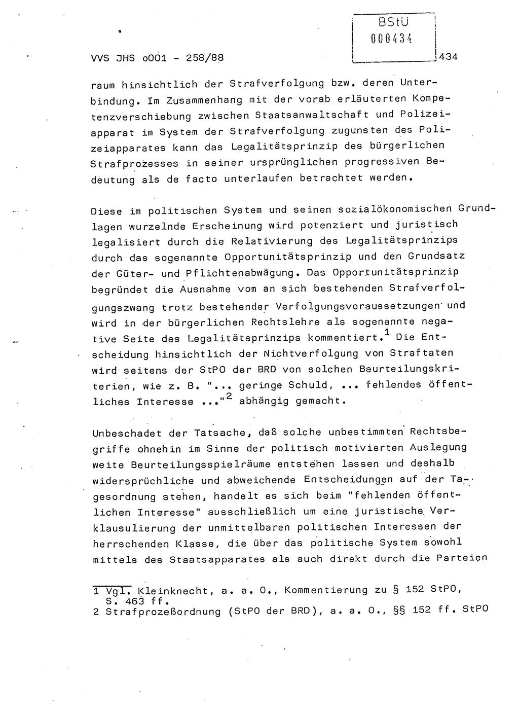 Dissertation, Oberleutnant Uwe Kärsten (JHS), Hauptmann Dr. Joachim Henkel (JHS), Oberstleutnant Werner Mählitz (Leiter der Abt. Ⅸ BV Rostock), Oberstleutnant Jürgen Tröge (HA Ⅸ/AKG), Oberstleutnant Winfried Ziegler (HA Ⅸ/9), Major Wolf-Rüdiger Wurzler (JHS), Ministerium für Staatssicherheit (MfS) [Deutsche Demokratische Republik (DDR)], Juristische Hochschule (JHS), Vertrauliche Verschlußsache (VVS) o001-258/88, Potsdam 1988, Seite 433 (Diss. MfS DDR JHS VVS o001-258/88 1988, S. 433)