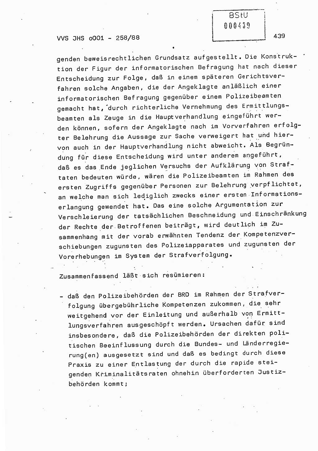 Dissertation, Oberleutnant Uwe Kärsten (JHS), Hauptmann Dr. Joachim Henkel (JHS), Oberstleutnant Werner Mählitz (Leiter der Abt. Ⅸ BV Rostock), Oberstleutnant Jürgen Tröge (HA Ⅸ/AKG), Oberstleutnant Winfried Ziegler (HA Ⅸ/9), Major Wolf-Rüdiger Wurzler (JHS), Ministerium für Staatssicherheit (MfS) [Deutsche Demokratische Republik (DDR)], Juristische Hochschule (JHS), Vertrauliche Verschlußsache (VVS) o001-258/88, Potsdam 1988, Seite 438 (Diss. MfS DDR JHS VVS o001-258/88 1988, S. 438)