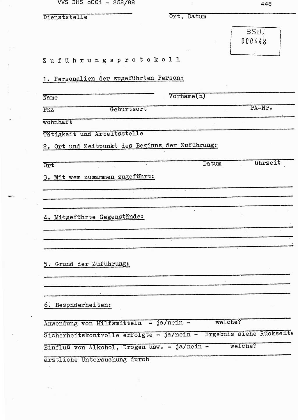 Dissertation, Oberleutnant Uwe Kärsten (JHS), Hauptmann Dr. Joachim Henkel (JHS), Oberstleutnant Werner Mählitz (Leiter der Abt. Ⅸ BV Rostock), Oberstleutnant Jürgen Tröge (HA Ⅸ/AKG), Oberstleutnant Winfried Ziegler (HA Ⅸ/9), Major Wolf-Rüdiger Wurzler (JHS), Ministerium für Staatssicherheit (MfS) [Deutsche Demokratische Republik (DDR)], Juristische Hochschule (JHS), Vertrauliche Verschlußsache (VVS) o001-258/88, Potsdam 1988, Seite 448 (Diss. MfS DDR JHS VVS o001-258/88 1988, S. 448)