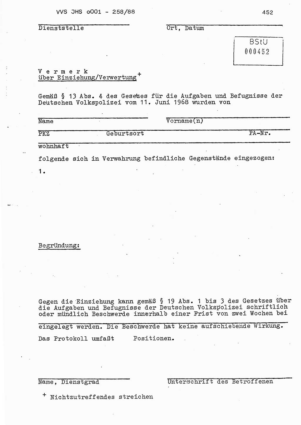 Dissertation, Oberleutnant Uwe Kärsten (JHS), Hauptmann Dr. Joachim Henkel (JHS), Oberstleutnant Werner Mählitz (Leiter der Abt. Ⅸ BV Rostock), Oberstleutnant Jürgen Tröge (HA Ⅸ/AKG), Oberstleutnant Winfried Ziegler (HA Ⅸ/9), Major Wolf-Rüdiger Wurzler (JHS), Ministerium für Staatssicherheit (MfS) [Deutsche Demokratische Republik (DDR)], Juristische Hochschule (JHS), Vertrauliche Verschlußsache (VVS) o001-258/88, Potsdam 1988, Seite 452 (Diss. MfS DDR JHS VVS o001-258/88 1988, S. 452)