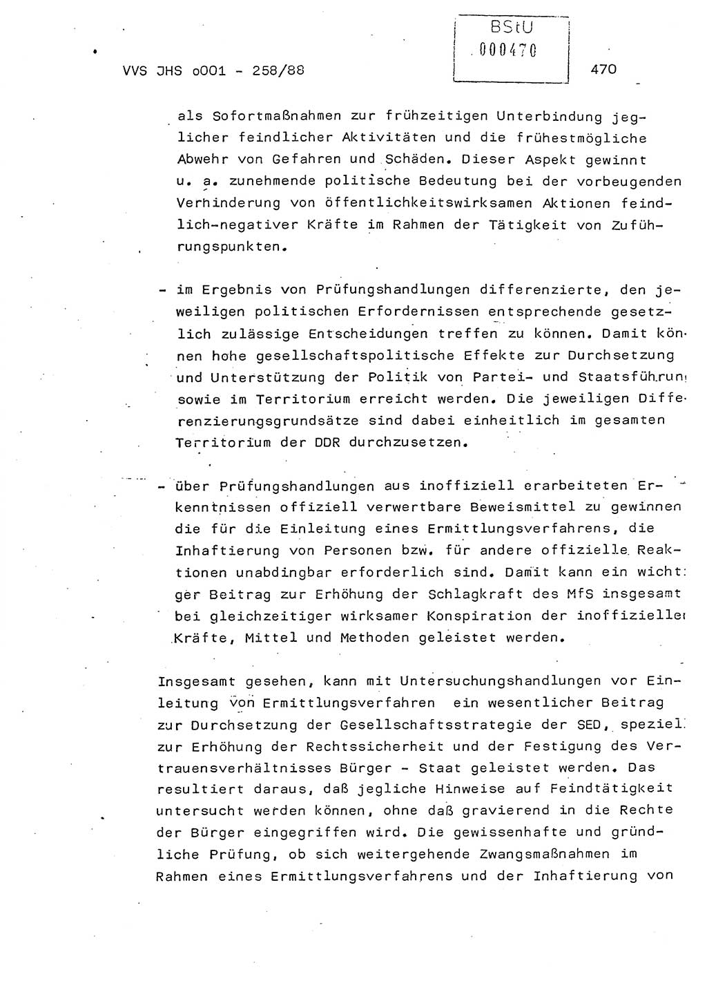 Dissertation, Oberleutnant Uwe Kärsten (JHS), Hauptmann Dr. Joachim Henkel (JHS), Oberstleutnant Werner Mählitz (Leiter der Abt. Ⅸ BV Rostock), Oberstleutnant Jürgen Tröge (HA Ⅸ/AKG), Oberstleutnant Winfried Ziegler (HA Ⅸ/9), Major Wolf-Rüdiger Wurzler (JHS), Ministerium für Staatssicherheit (MfS) [Deutsche Demokratische Republik (DDR)], Juristische Hochschule (JHS), Vertrauliche Verschlußsache (VVS) o001-258/88, Potsdam 1988, Seite 470 (Diss. MfS DDR JHS VVS o001-258/88 1988, S. 470)