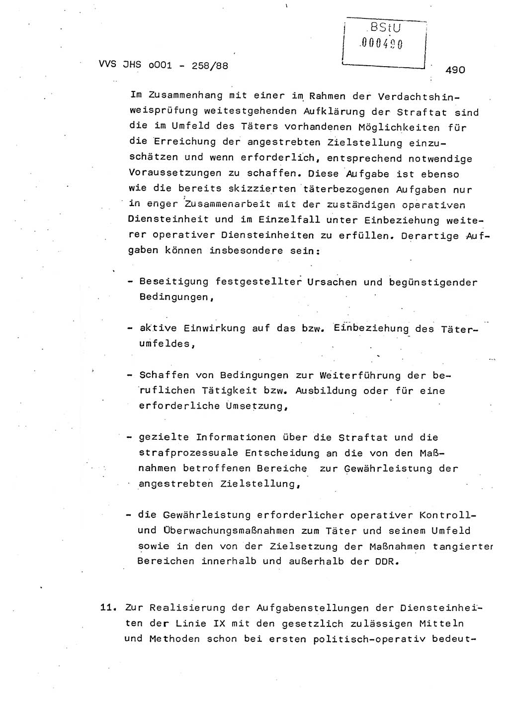 Dissertation, Oberleutnant Uwe Kärsten (JHS), Hauptmann Dr. Joachim Henkel (JHS), Oberstleutnant Werner Mählitz (Leiter der Abt. Ⅸ BV Rostock), Oberstleutnant Jürgen Tröge (HA Ⅸ/AKG), Oberstleutnant Winfried Ziegler (HA Ⅸ/9), Major Wolf-Rüdiger Wurzler (JHS), Ministerium für Staatssicherheit (MfS) [Deutsche Demokratische Republik (DDR)], Juristische Hochschule (JHS), Vertrauliche Verschlußsache (VVS) o001-258/88, Potsdam 1988, Seite 490 (Diss. MfS DDR JHS VVS o001-258/88 1988, S. 490)