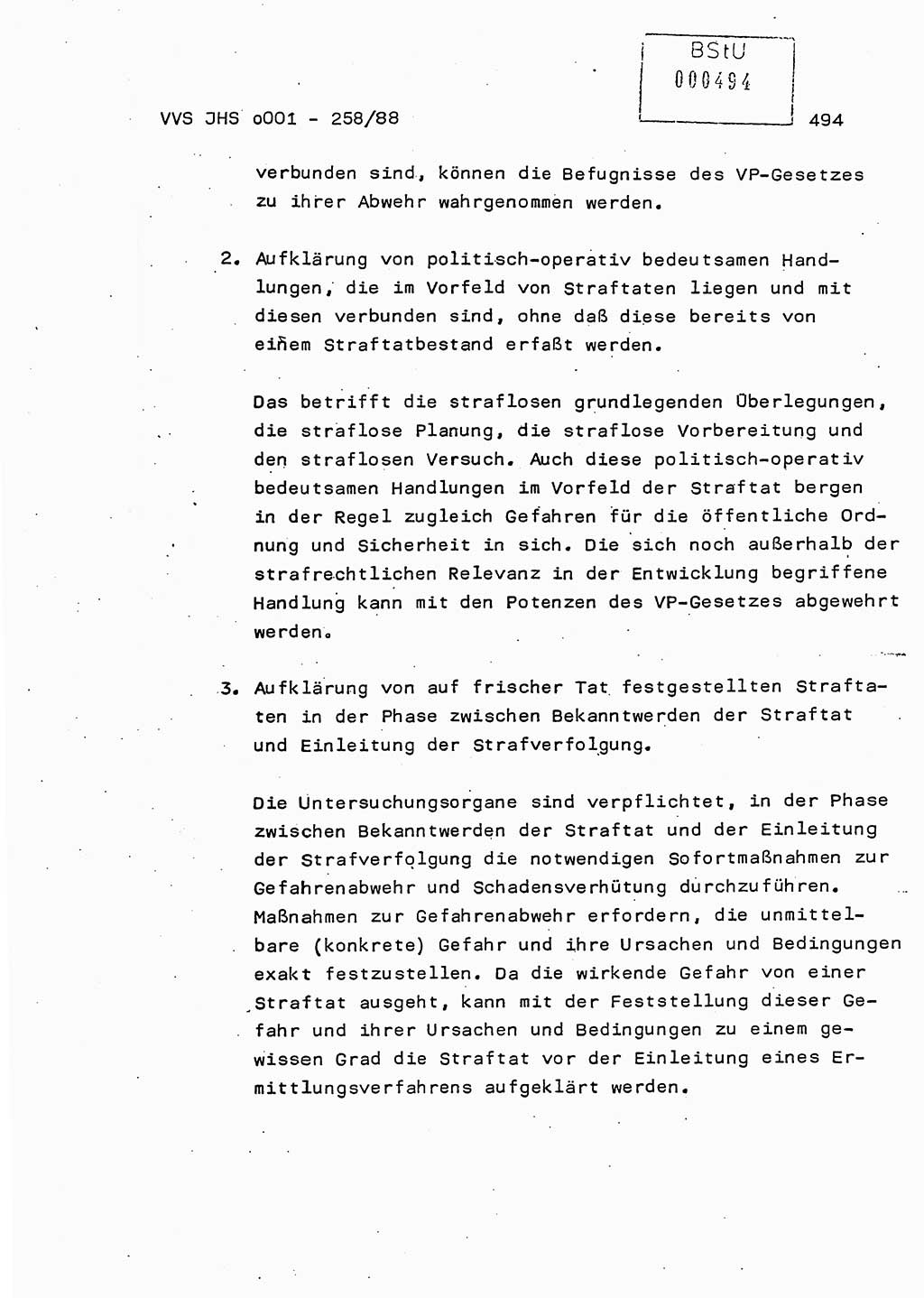 Dissertation, Oberleutnant Uwe Kärsten (JHS), Hauptmann Dr. Joachim Henkel (JHS), Oberstleutnant Werner Mählitz (Leiter der Abt. Ⅸ BV Rostock), Oberstleutnant Jürgen Tröge (HA Ⅸ/AKG), Oberstleutnant Winfried Ziegler (HA Ⅸ/9), Major Wolf-Rüdiger Wurzler (JHS), Ministerium für Staatssicherheit (MfS) [Deutsche Demokratische Republik (DDR)], Juristische Hochschule (JHS), Vertrauliche Verschlußsache (VVS) o001-258/88, Potsdam 1988, Seite 494 (Diss. MfS DDR JHS VVS o001-258/88 1988, S. 494)