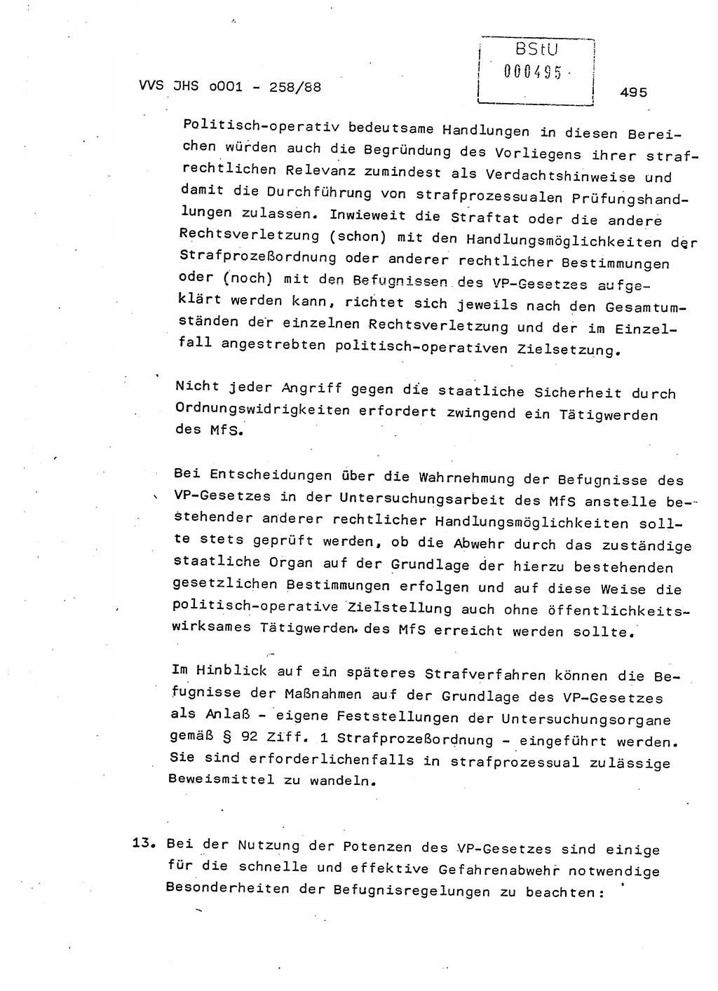 Dissertation, Oberleutnant Uwe Kärsten (JHS), Hauptmann Dr. Joachim Henkel (JHS), Oberstleutnant Werner Mählitz (Leiter der Abt. Ⅸ BV Rostock), Oberstleutnant Jürgen Tröge (HA Ⅸ/AKG), Oberstleutnant Winfried Ziegler (HA Ⅸ/9), Major Wolf-Rüdiger Wurzler (JHS), Ministerium für Staatssicherheit (MfS) [Deutsche Demokratische Republik (DDR)], Juristische Hochschule (JHS), Vertrauliche Verschlußsache (VVS) o001-258/88, Potsdam 1988, Seite 495 (Diss. MfS DDR JHS VVS o001-258/88 1988, S. 495)