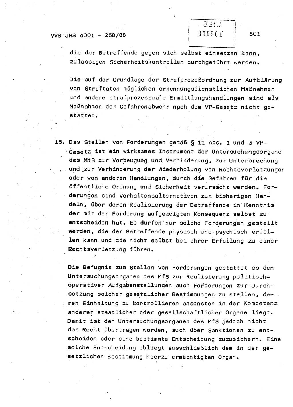 Dissertation, Oberleutnant Uwe Kärsten (JHS), Hauptmann Dr. Joachim Henkel (JHS), Oberstleutnant Werner Mählitz (Leiter der Abt. Ⅸ BV Rostock), Oberstleutnant Jürgen Tröge (HA Ⅸ/AKG), Oberstleutnant Winfried Ziegler (HA Ⅸ/9), Major Wolf-Rüdiger Wurzler (JHS), Ministerium für Staatssicherheit (MfS) [Deutsche Demokratische Republik (DDR)], Juristische Hochschule (JHS), Vertrauliche Verschlußsache (VVS) o001-258/88, Potsdam 1988, Seite 501 (Diss. MfS DDR JHS VVS o001-258/88 1988, S. 501)