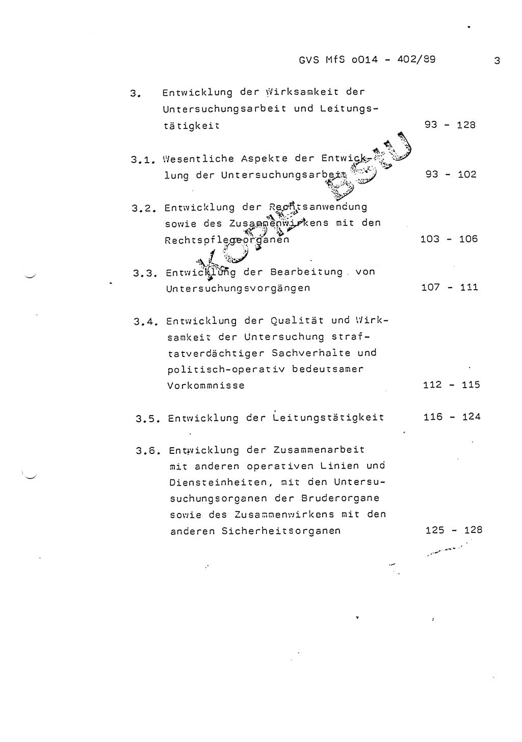 Jahresbericht der Hauptabteilung (HA) Ⅸ 1988, Einschätzung der Wirksamkeit der Untersuchungsarbeit und Leitungstätigkeit im Jahre 1988, Ministerium für Staatssicherheit (MfS) der Deutschen Demokratischen Republik (DDR), Hauptabteilung Ⅸ, Geheime Verschlußsache (GVS) o014-402/89, Berlin 1989, Seite 3 (Einsch. MfS DDR HA Ⅸ GVS o014-402/89 1988, S. 3)