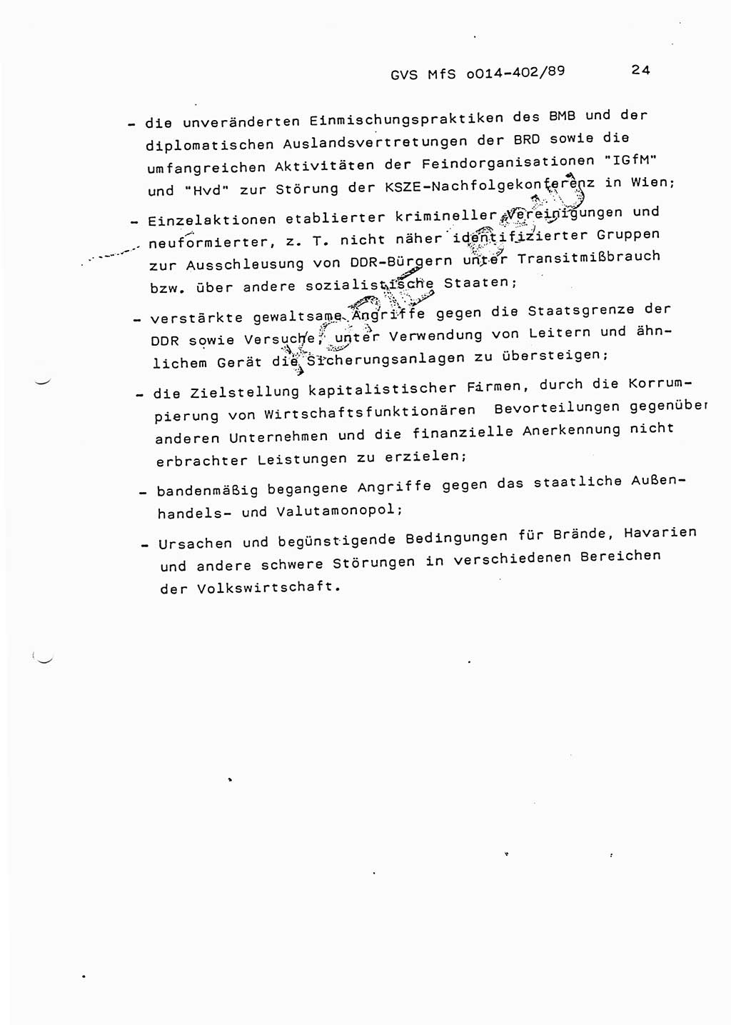 Jahresbericht der Hauptabteilung (HA) Ⅸ 1988, Einschätzung der Wirksamkeit der Untersuchungsarbeit und Leitungstätigkeit im Jahre 1988, Ministerium für Staatssicherheit (MfS) der Deutschen Demokratischen Republik (DDR), Hauptabteilung Ⅸ, Geheime Verschlußsache (GVS) o014-402/89, Berlin 1989, Seite 24 (Einsch. MfS DDR HA Ⅸ GVS o014-402/89 1988, S. 24)