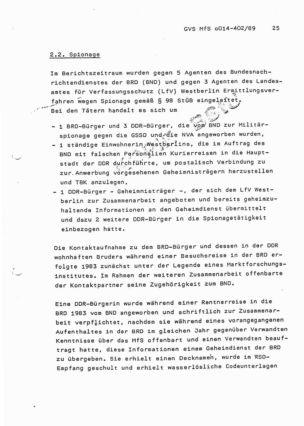 Jahresbericht der Hauptabteilung (HA) Ⅸ 1988, Einschätzung der Wirksamkeit der Untersuchungsarbeit und Leitungstätigkeit im Jahre 1988, Ministerium für Staatssicherheit (MfS) der Deutschen Demokratischen Republik (DDR), Hauptabteilung Ⅸ, Geheime Verschlußsache (GVS) o014-402/89, Berlin 1989, Seite 25 (Einsch. MfS DDR HA Ⅸ GVS o014-402/89 1988, S. 25)