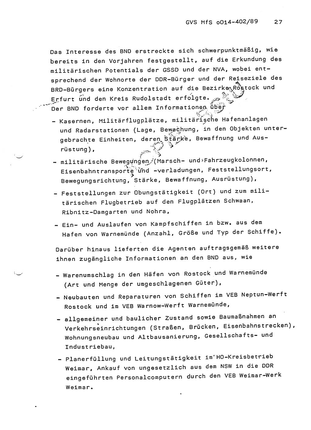 Jahresbericht der Hauptabteilung (HA) Ⅸ 1988, Einschätzung der Wirksamkeit der Untersuchungsarbeit und Leitungstätigkeit im Jahre 1988, Ministerium für Staatssicherheit (MfS) der Deutschen Demokratischen Republik (DDR), Hauptabteilung Ⅸ, Geheime Verschlußsache (GVS) o014-402/89, Berlin 1989, Seite 27 (Einsch. MfS DDR HA Ⅸ GVS o014-402/89 1988, S. 27)