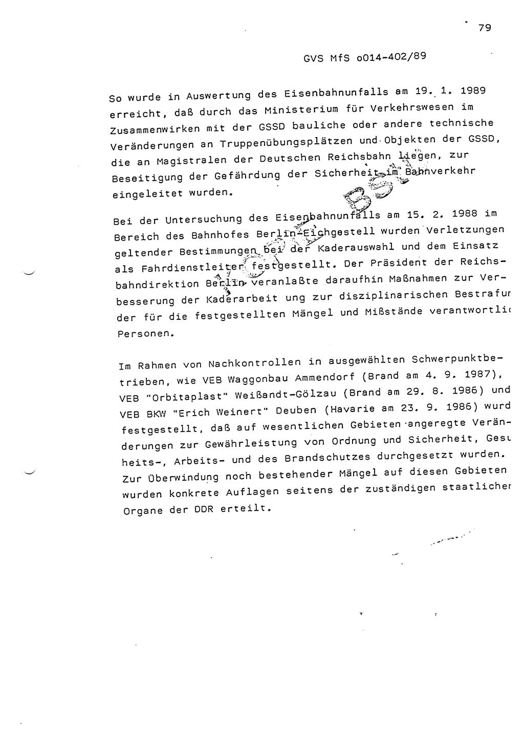 Jahresbericht der Hauptabteilung (HA) Ⅸ 1988, Einschätzung der Wirksamkeit der Untersuchungsarbeit und Leitungstätigkeit im Jahre 1988, Ministerium für Staatssicherheit (MfS) der Deutschen Demokratischen Republik (DDR), Hauptabteilung Ⅸ, Geheime Verschlußsache (GVS) o014-402/89, Berlin 1989, Seite 79 (Einsch. MfS DDR HA Ⅸ GVS o014-402/89 1988, S. 79)