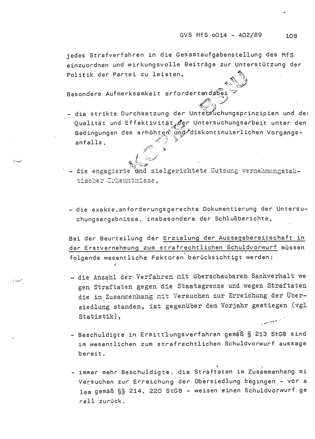 Jahresbericht der Hauptabteilung (HA) Ⅸ 1988, Einschätzung der Wirksamkeit der Untersuchungsarbeit und Leitungstätigkeit im Jahre 1988, Ministerium für Staatssicherheit (MfS) der Deutschen Demokratischen Republik (DDR), Hauptabteilung Ⅸ, Geheime Verschlußsache (GVS) o014-402/89, Berlin 1989, Seite 108 (Einsch. MfS DDR HA Ⅸ GVS o014-402/89 1988, S. 108)