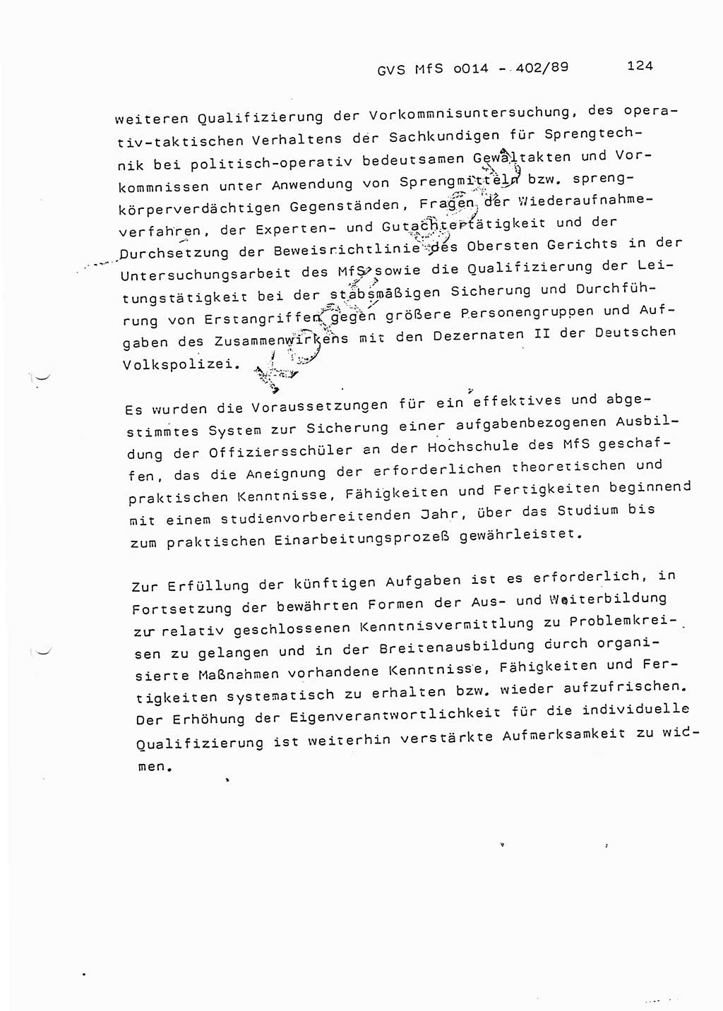 Jahresbericht der Hauptabteilung (HA) Ⅸ 1988, Einschätzung der Wirksamkeit der Untersuchungsarbeit und Leitungstätigkeit im Jahre 1988, Ministerium für Staatssicherheit (MfS) der Deutschen Demokratischen Republik (DDR), Hauptabteilung Ⅸ, Geheime Verschlußsache (GVS) o014-402/89, Berlin 1989, Seite 124 (Einsch. MfS DDR HA Ⅸ GVS o014-402/89 1988, S. 124)