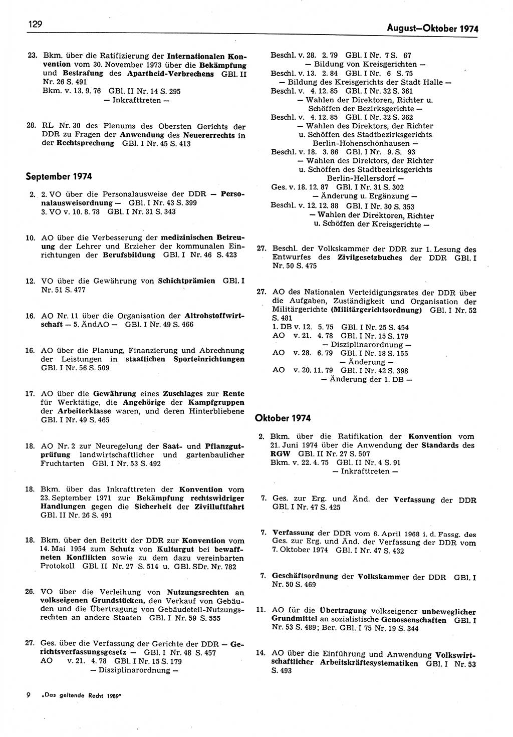Das geltende Recht der Deutschen Demokratischen Republik (DDR) 1949-1988, Seite 129 (Gelt. R. DDR 1949-1988, S. 129)