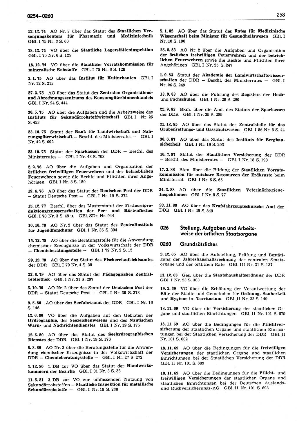 Das geltende Recht der Deutschen Demokratischen Republik (DDR) 1949-1988, Seite 258 (Gelt. R. DDR 1949-1988, S. 258)