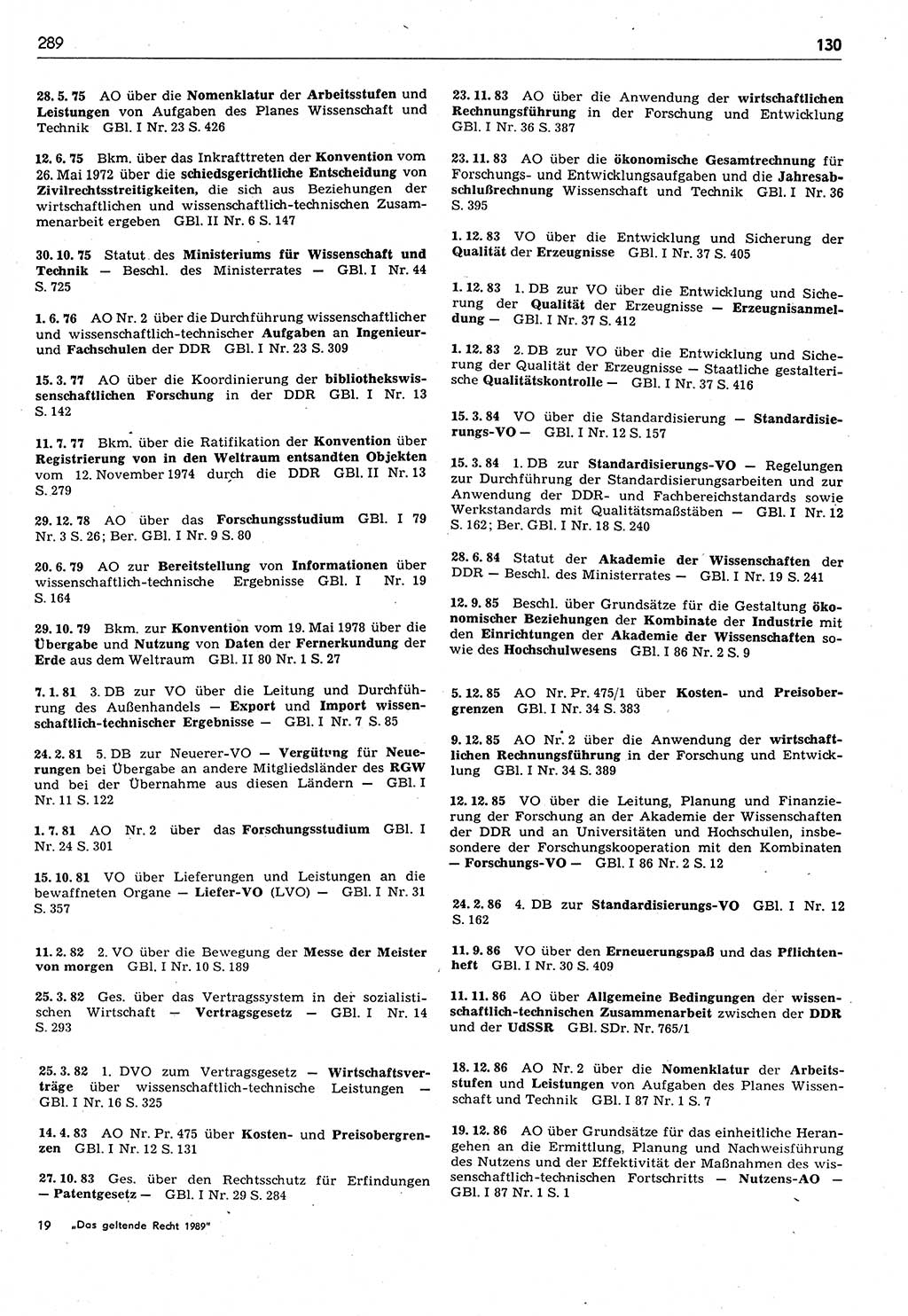 Das geltende Recht der Deutschen Demokratischen Republik (DDR) 1949-1988, Seite 289 (Gelt. R. DDR 1949-1988, S. 289)