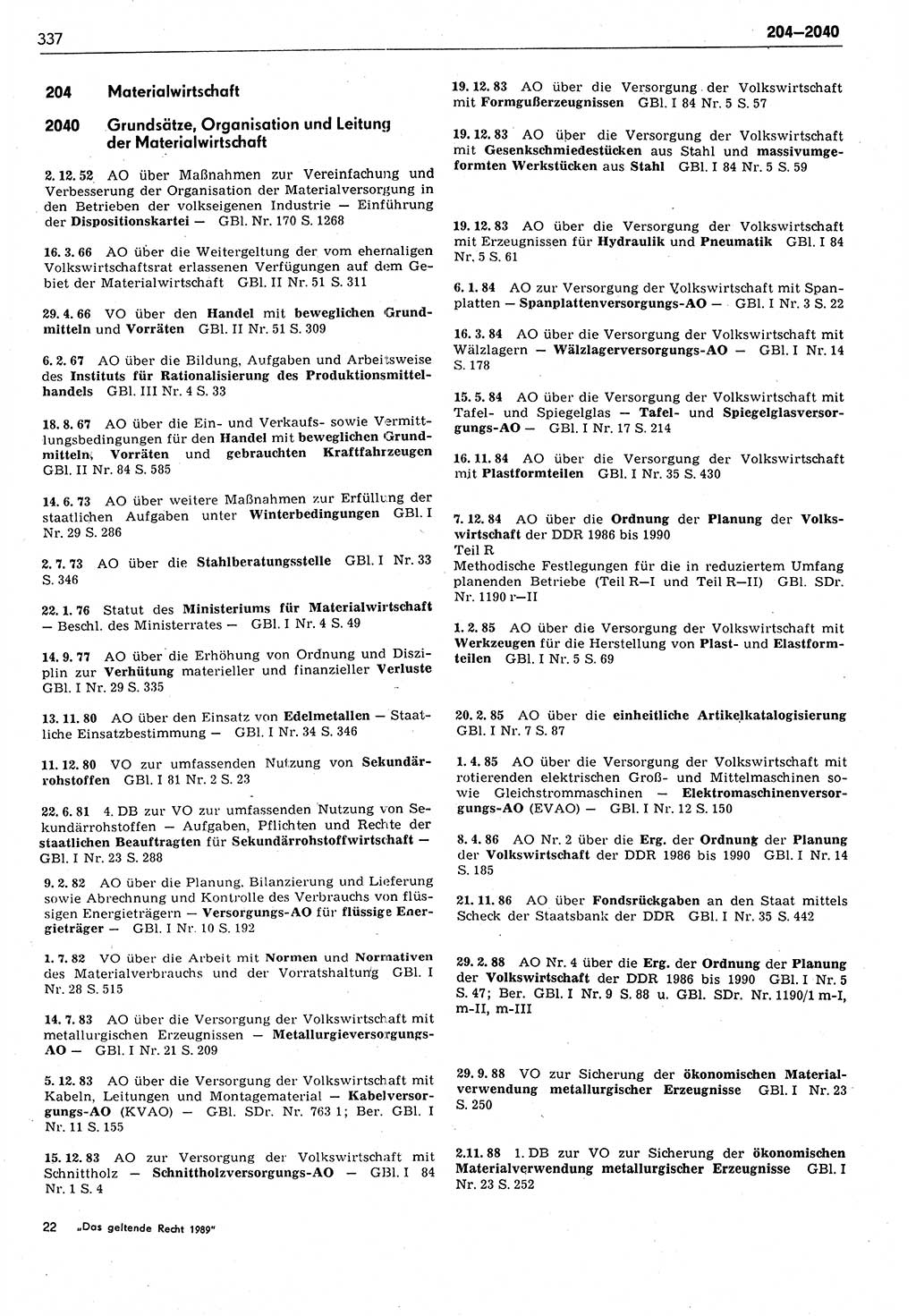 Das geltende Recht der Deutschen Demokratischen Republik (DDR) 1949-1988, Seite 337 (Gelt. R. DDR 1949-1988, S. 337)