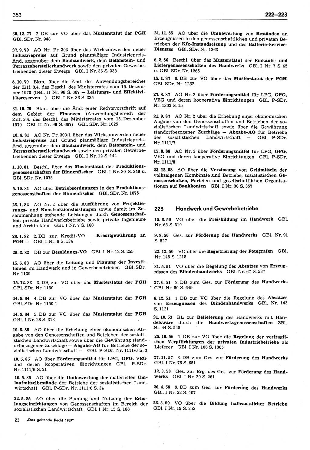 Das geltende Recht der Deutschen Demokratischen Republik (DDR) 1949-1988, Seite 353 (Gelt. R. DDR 1949-1988, S. 353)