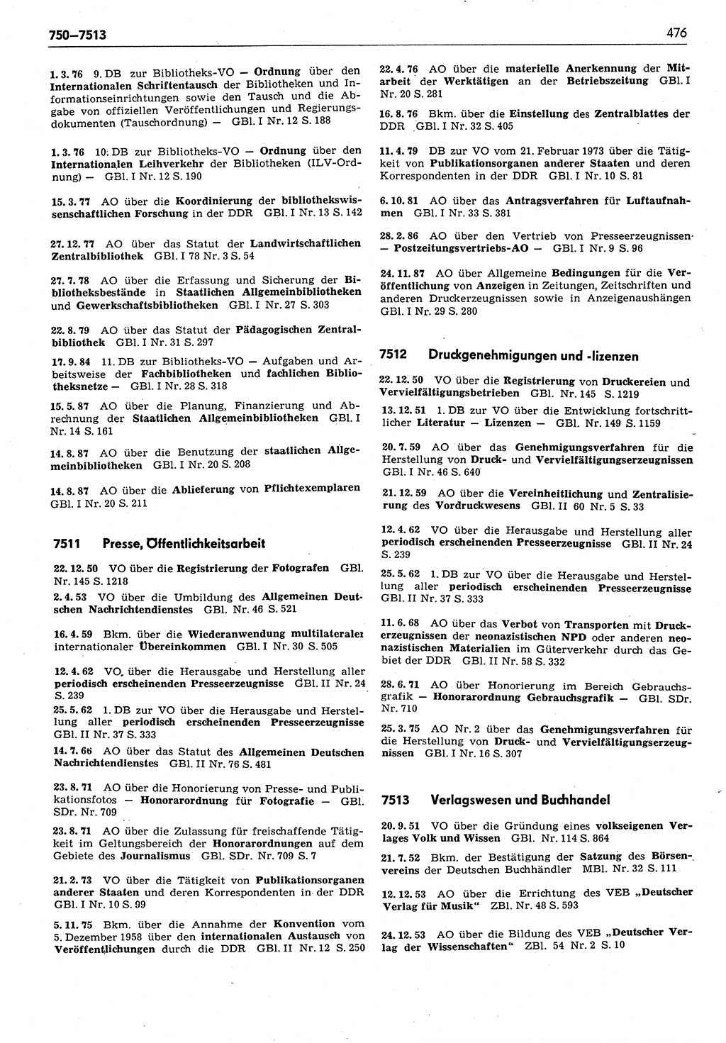 Das geltende Recht der Deutschen Demokratischen Republik (DDR) 1949-1988, Seite 476 (Gelt. R. DDR 1949-1988, S. 476)