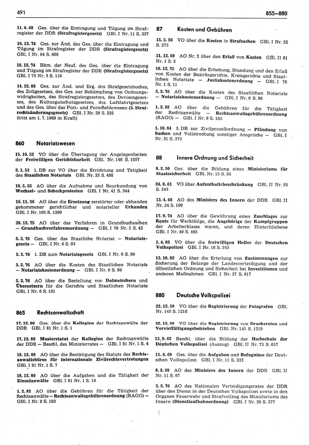 Das geltende Recht der Deutschen Demokratischen Republik (DDR) 1949-1988, Seite 491 (Gelt. R. DDR 1949-1988, S. 491)