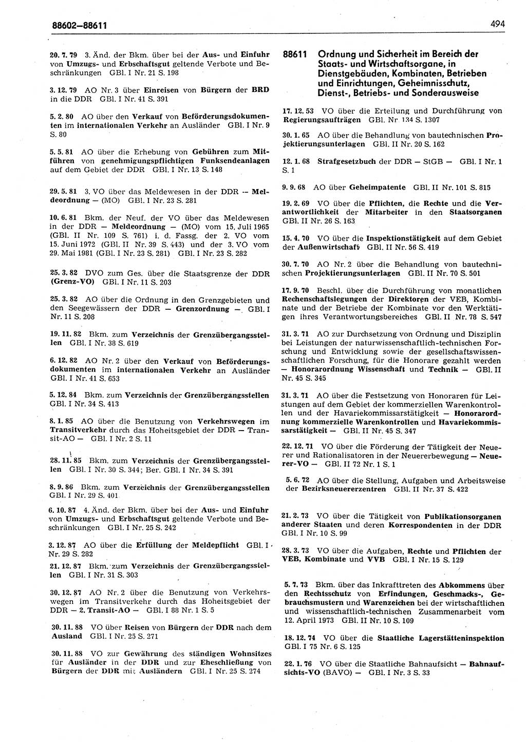 Das geltende Recht der Deutschen Demokratischen Republik (DDR) 1949-1988, Seite 494 (Gelt. R. DDR 1949-1988, S. 494)