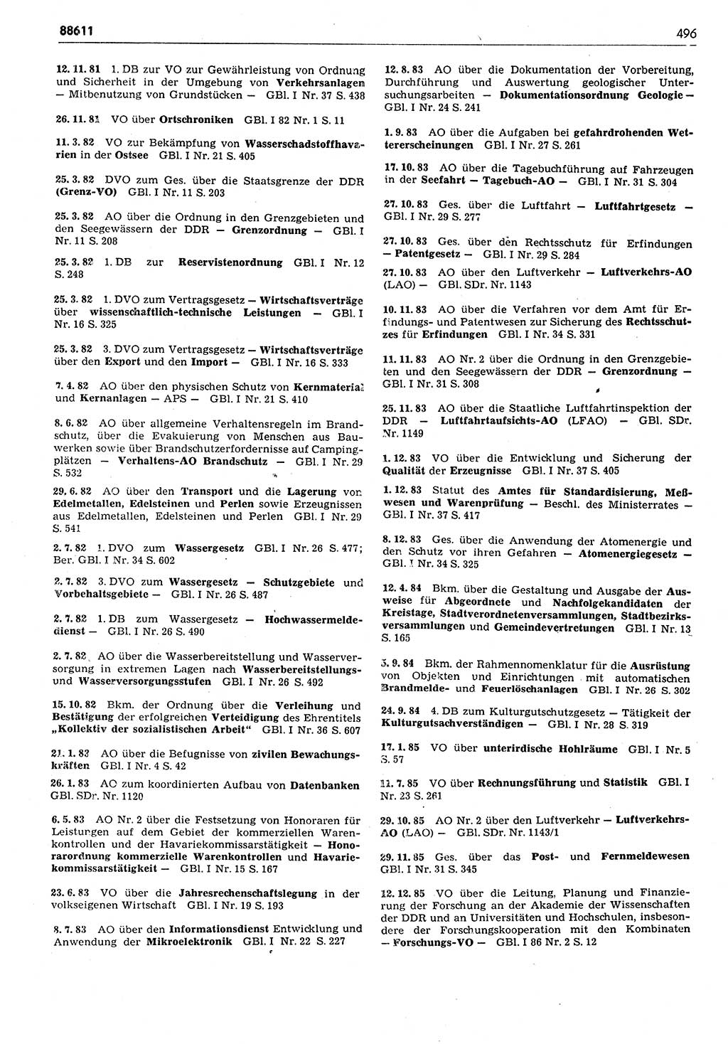 Das geltende Recht der Deutschen Demokratischen Republik (DDR) 1949-1988, Seite 496 (Gelt. R. DDR 1949-1988, S. 496)