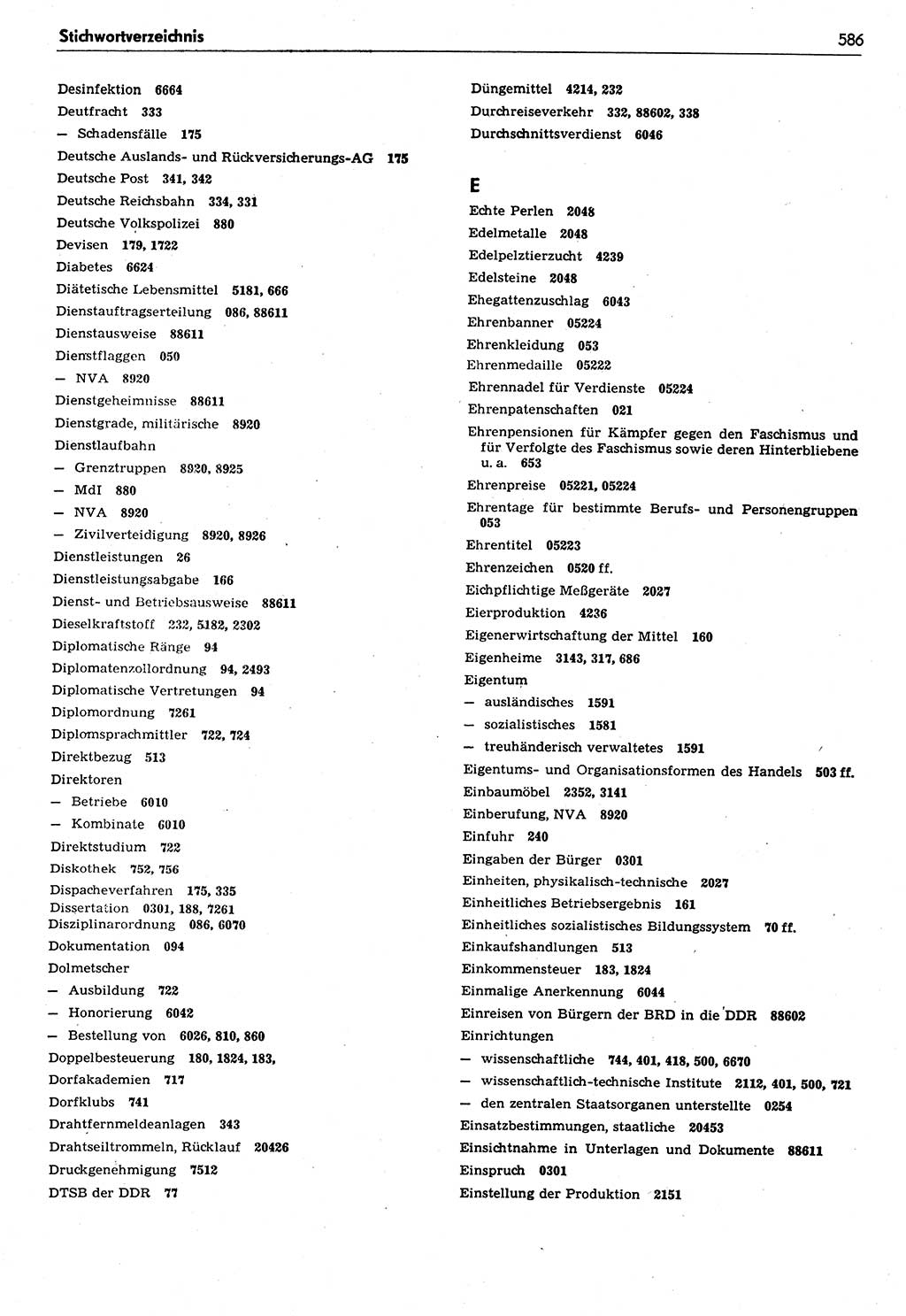 Das geltende Recht der Deutschen Demokratischen Republik (DDR) 1949-1988, Seite 586 (Gelt. R. DDR 1949-1988, S. 586)