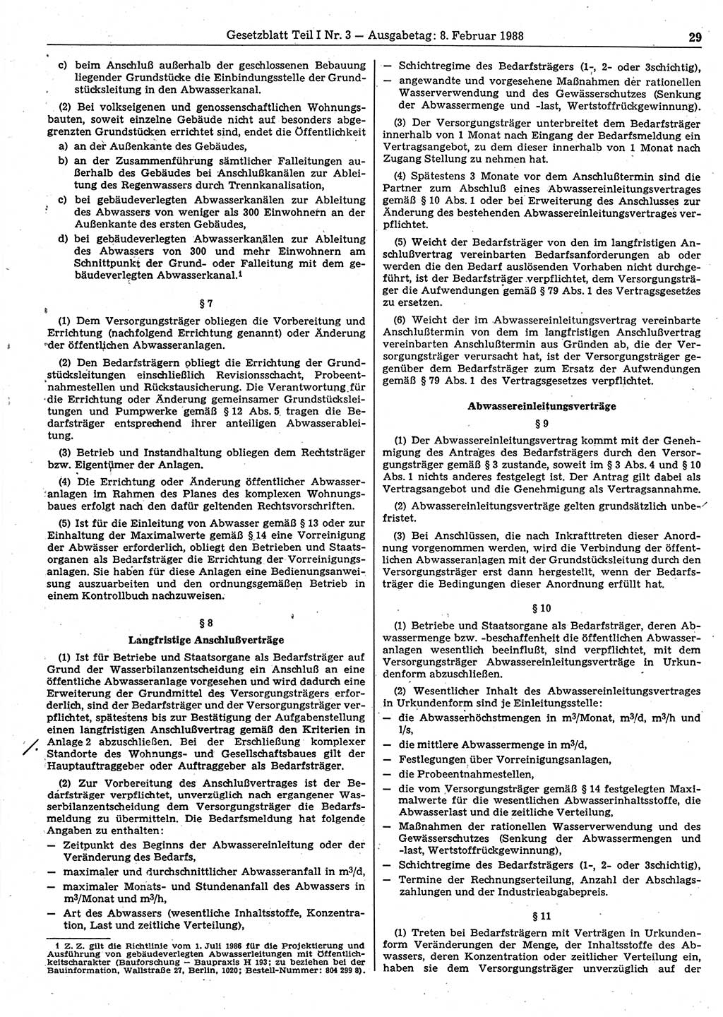 Gesetzblatt (GBl.) der Deutschen Demokratischen Republik (DDR) Teil Ⅰ 1988, Seite 29 (GBl. DDR Ⅰ 1988, S. 29)