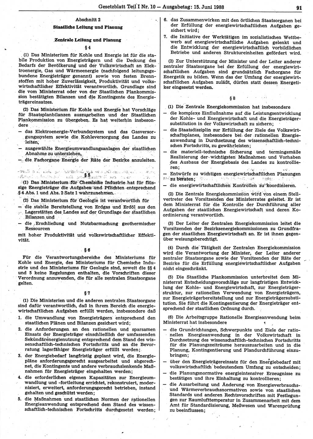 Gesetzblatt (GBl.) der Deutschen Demokratischen Republik (DDR) Teil Ⅰ 1988, Seite 91 (GBl. DDR Ⅰ 1988, S. 91)