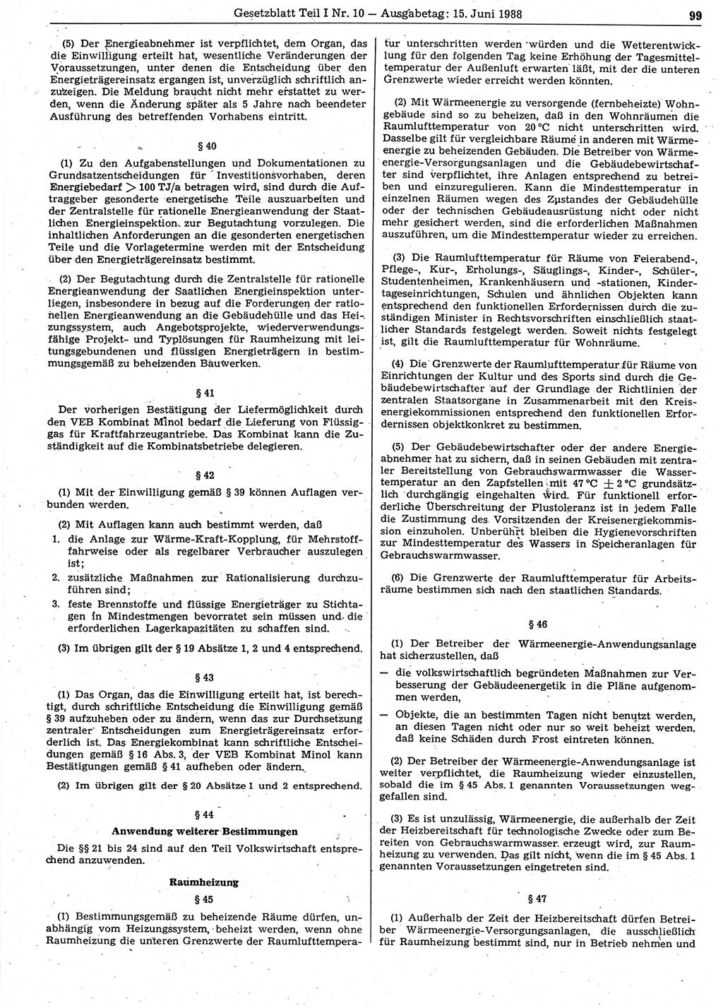 Gesetzblatt (GBl.) der Deutschen Demokratischen Republik (DDR) Teil Ⅰ 1988, Seite 99 (GBl. DDR Ⅰ 1988, S. 99)