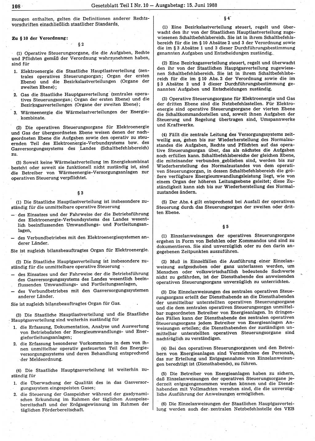 Gesetzblatt (GBl.) der Deutschen Demokratischen Republik (DDR) Teil Ⅰ 1988, Seite 108 (GBl. DDR Ⅰ 1988, S. 108)