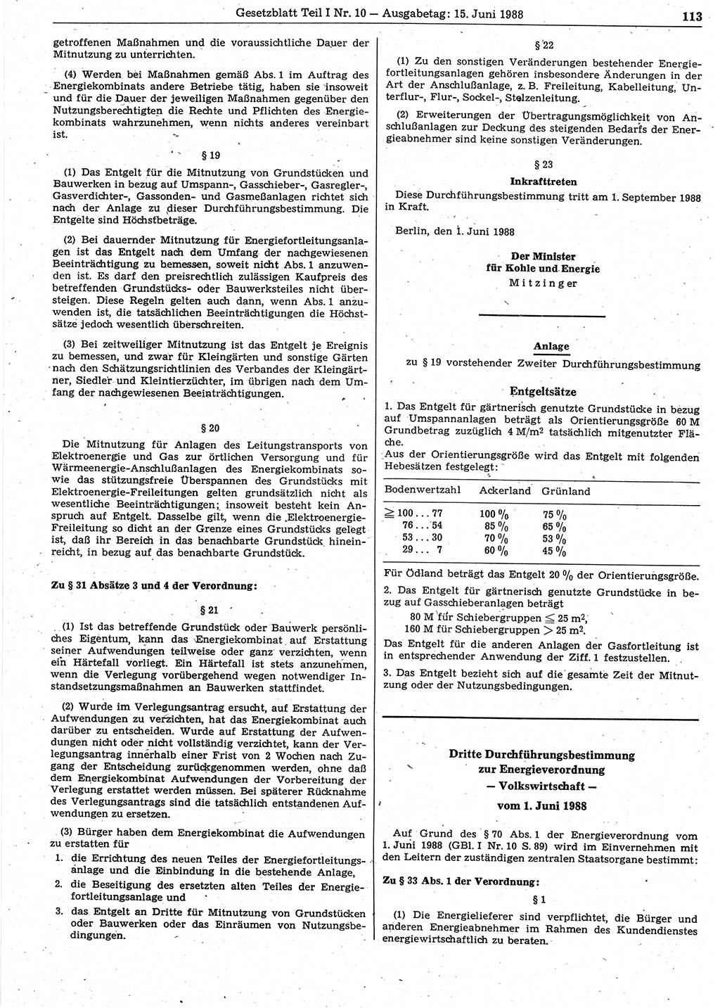 Gesetzblatt (GBl.) der Deutschen Demokratischen Republik (DDR) Teil Ⅰ 1988, Seite 113 (GBl. DDR Ⅰ 1988, S. 113)