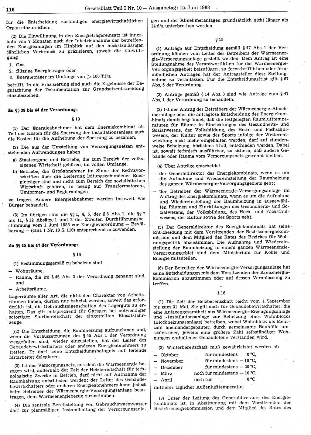 Gesetzblatt (GBl.) der Deutschen Demokratischen Republik (DDR) Teil Ⅰ 1988, Seite 116 (GBl. DDR Ⅰ 1988, S. 116)