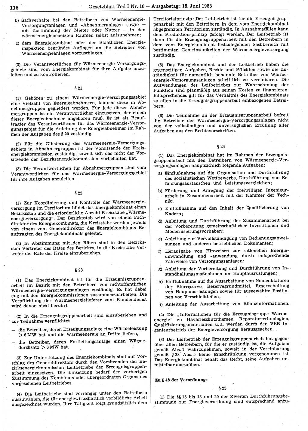 Gesetzblatt (GBl.) der Deutschen Demokratischen Republik (DDR) Teil Ⅰ 1988, Seite 118 (GBl. DDR Ⅰ 1988, S. 118)