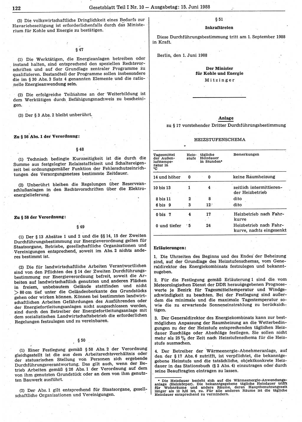 Gesetzblatt (GBl.) der Deutschen Demokratischen Republik (DDR) Teil Ⅰ 1988, Seite 122 (GBl. DDR Ⅰ 1988, S. 122)