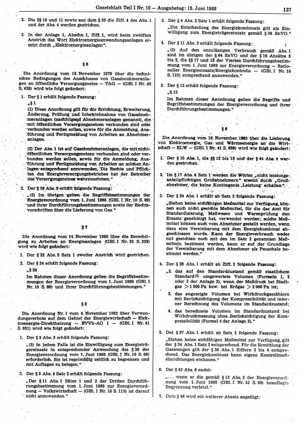 Gesetzblatt (GBl.) der Deutschen Demokratischen Republik (DDR) Teil Ⅰ 1988, Seite 127 (GBl. DDR Ⅰ 1988, S. 127)