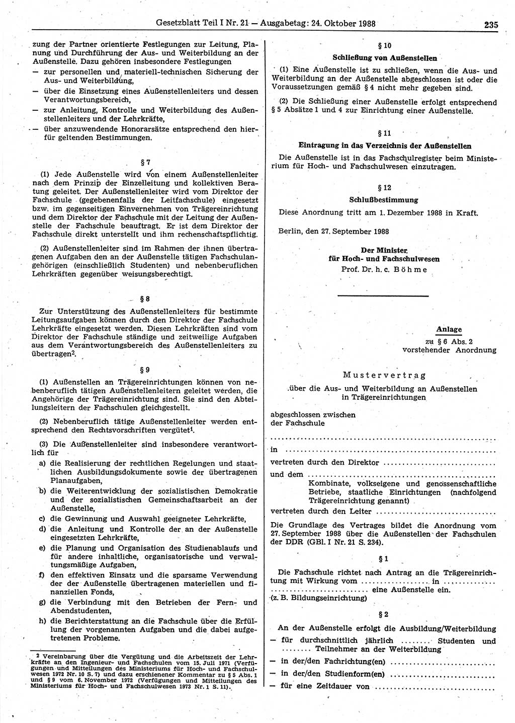 Gesetzblatt (GBl.) der Deutschen Demokratischen Republik (DDR) Teil Ⅰ 1988, Seite 235 (GBl. DDR Ⅰ 1988, S. 235)