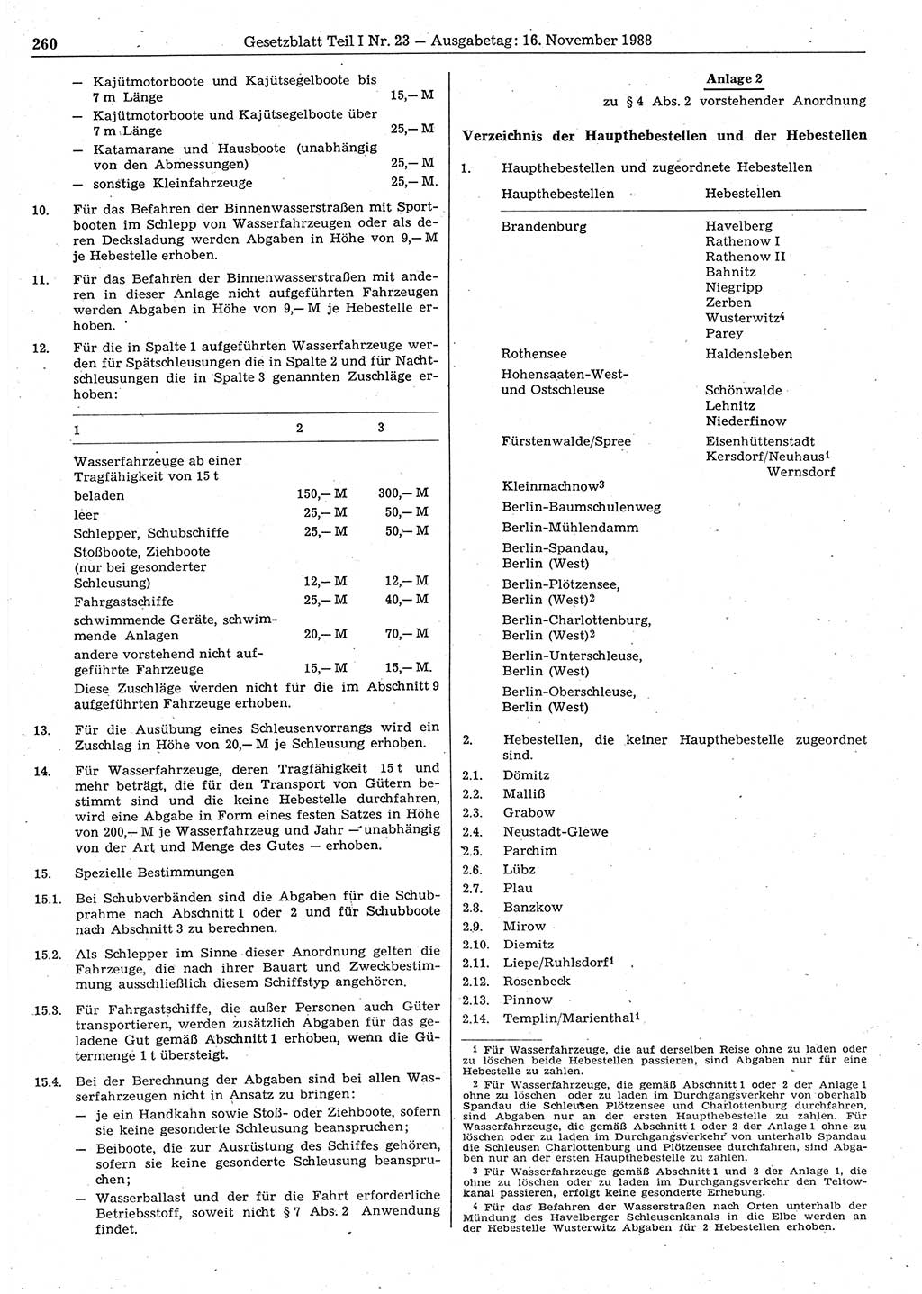 Gesetzblatt (GBl.) der Deutschen Demokratischen Republik (DDR) Teil Ⅰ 1988, Seite 260 (GBl. DDR Ⅰ 1988, S. 260)