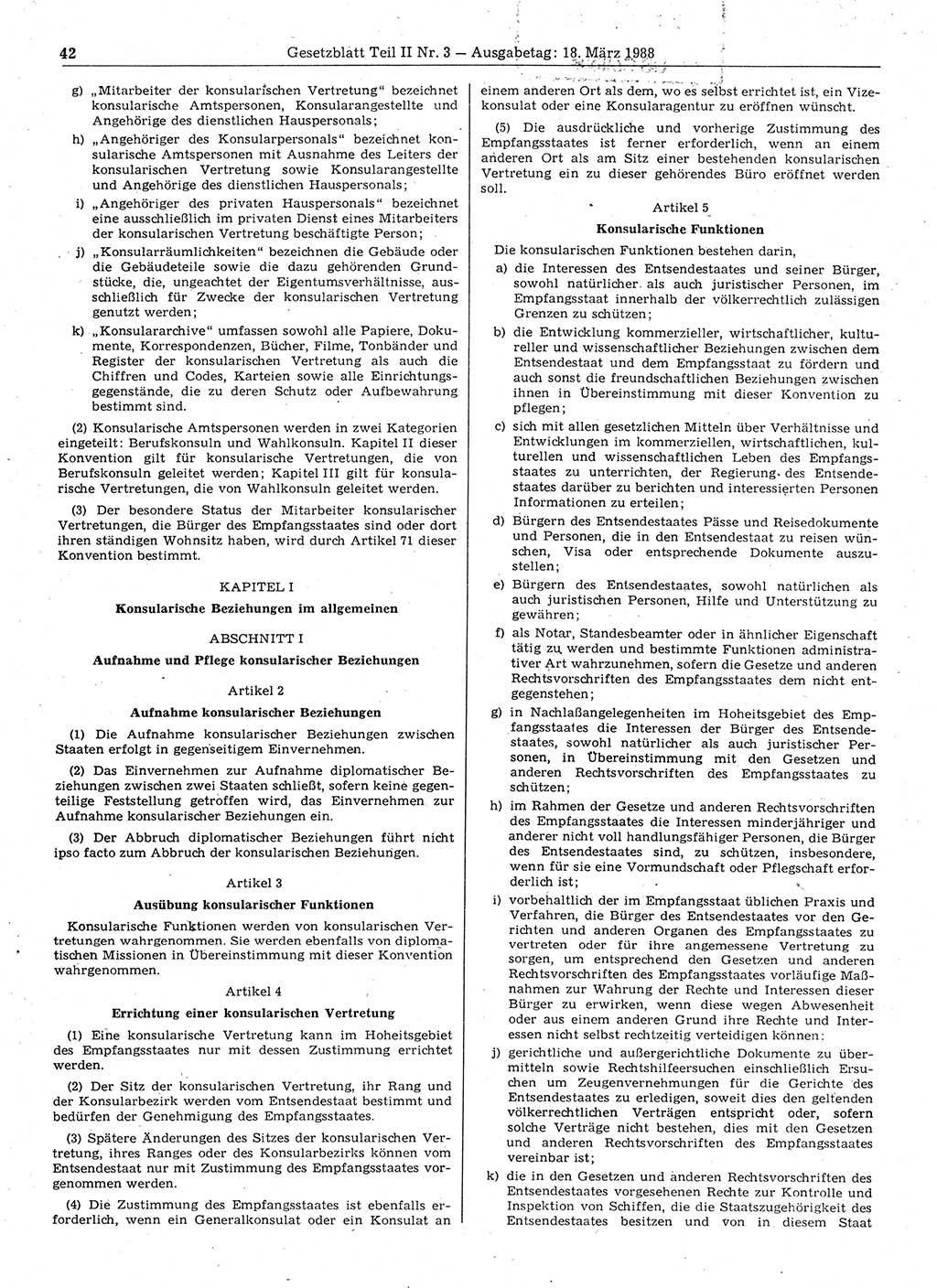 Gesetzblatt (GBl.) der Deutschen Demokratischen Republik (DDR) Teil ⅠⅠ 1988, Seite 42 (GBl. DDR ⅠⅠ 1988, S. 42)