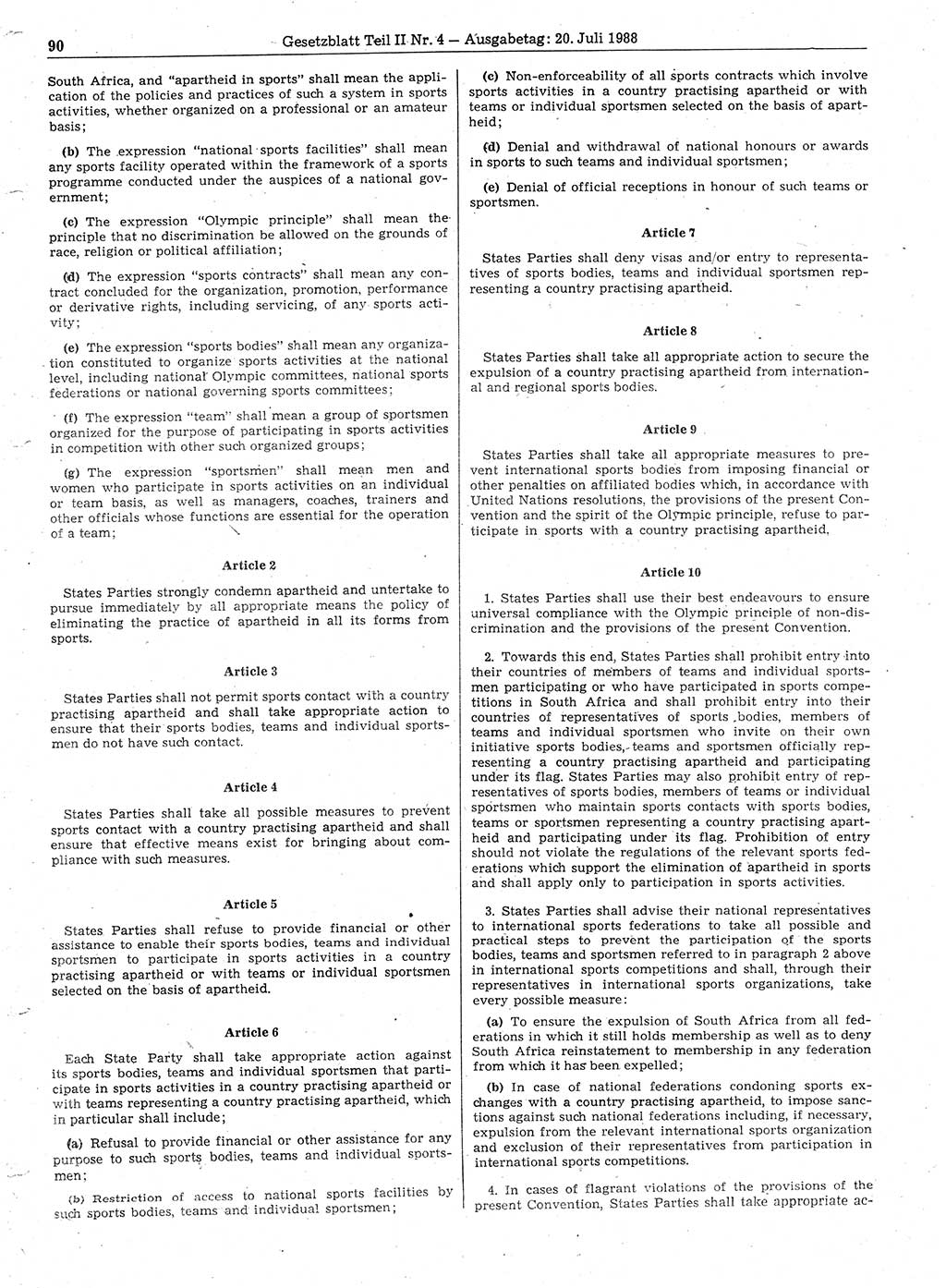 Gesetzblatt (GBl.) der Deutschen Demokratischen Republik (DDR) Teil ⅠⅠ 1988, Seite 90 (GBl. DDR ⅠⅠ 1988, S. 90)