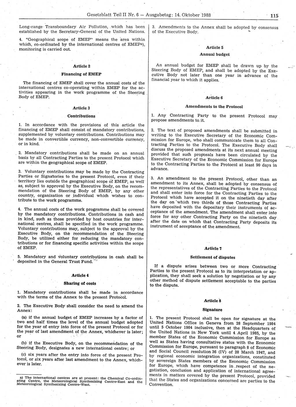 Gesetzblatt (GBl.) der Deutschen Demokratischen Republik (DDR) Teil ⅠⅠ 1988, Seite 115 (GBl. DDR ⅠⅠ 1988, S. 115)