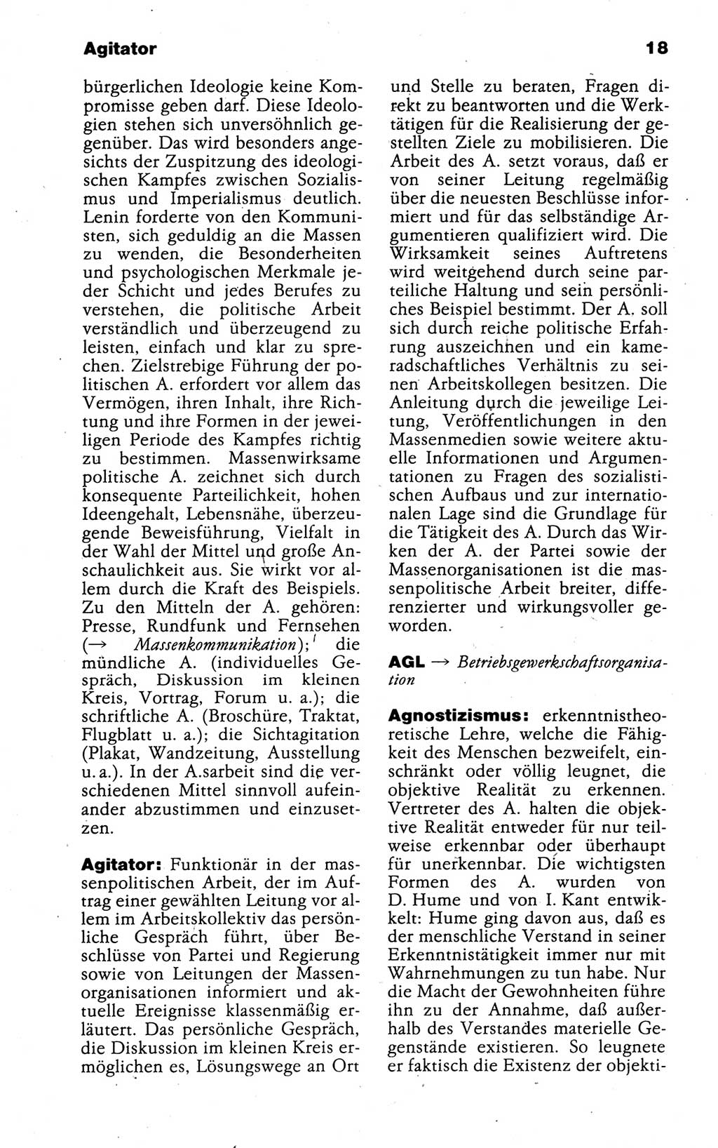 Kleines politisches Wörterbuch [Deutsche Demokratische Republik (DDR)] 1988, Seite 18 (Kl. pol. Wb. DDR 1988, S. 18)
