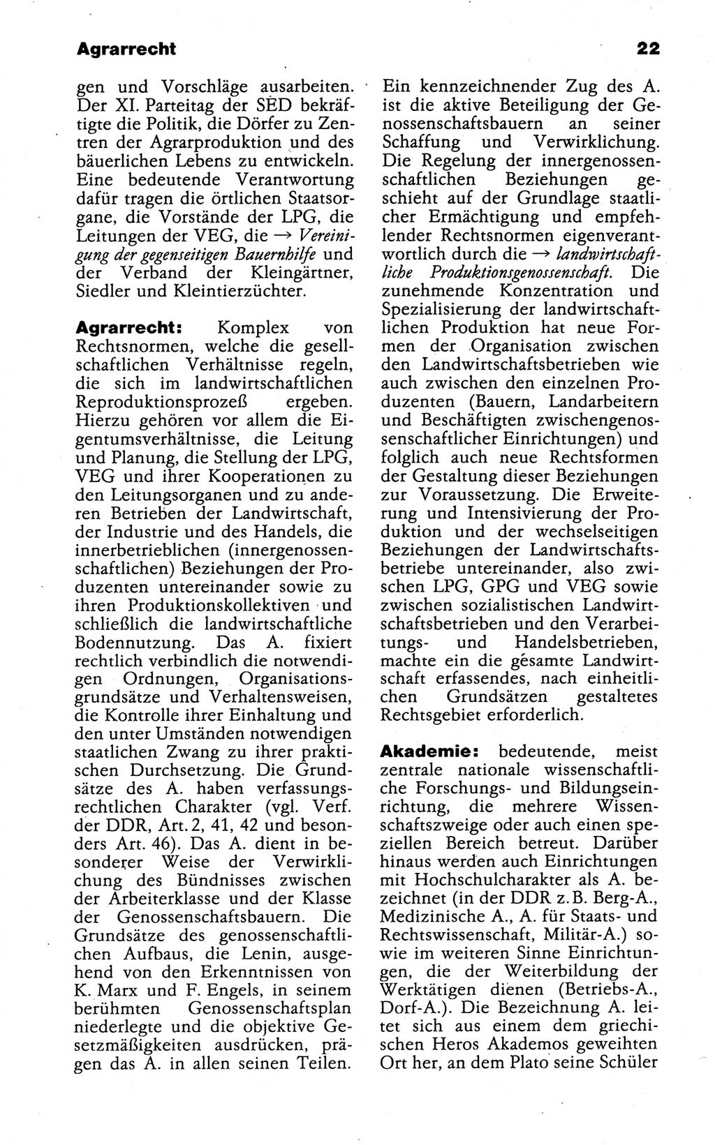Kleines politisches Wörterbuch [Deutsche Demokratische Republik (DDR)] 1988, Seite 22 (Kl. pol. Wb. DDR 1988, S. 22)
