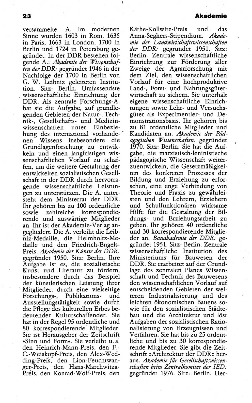 Kleines politisches Wörterbuch [Deutsche Demokratische Republik (DDR)] 1988, Seite 23 (Kl. pol. Wb. DDR 1988, S. 23)