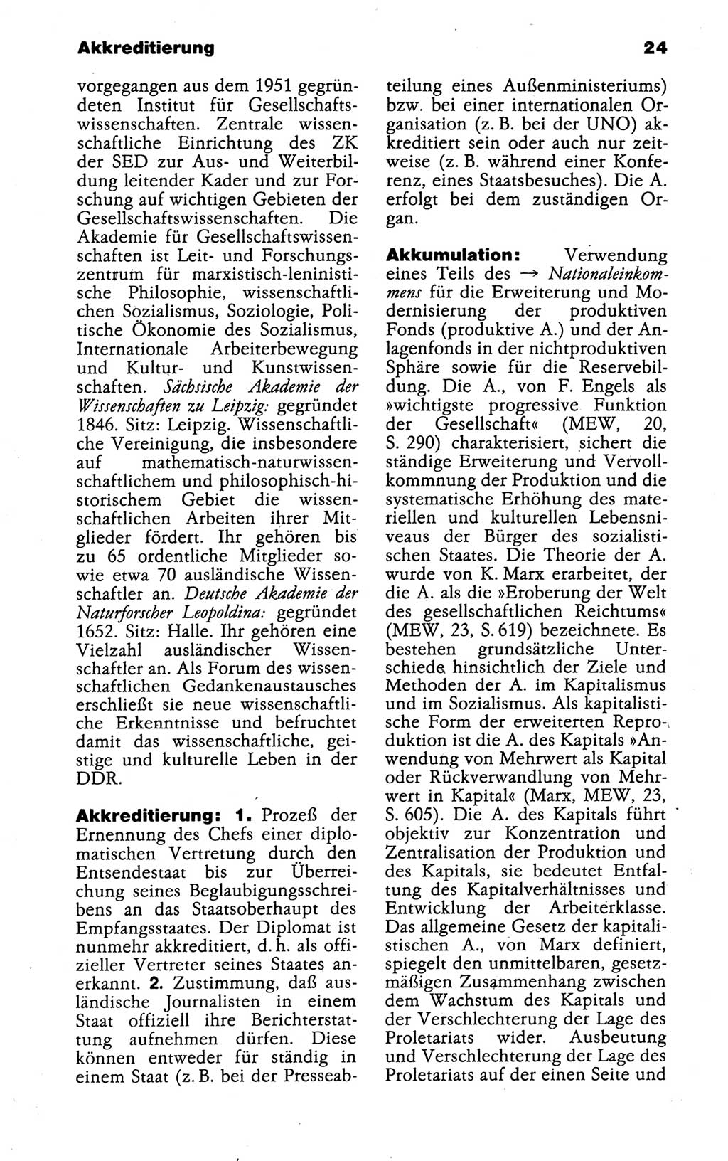 Kleines politisches Wörterbuch [Deutsche Demokratische Republik (DDR)] 1988, Seite 24 (Kl. pol. Wb. DDR 1988, S. 24)