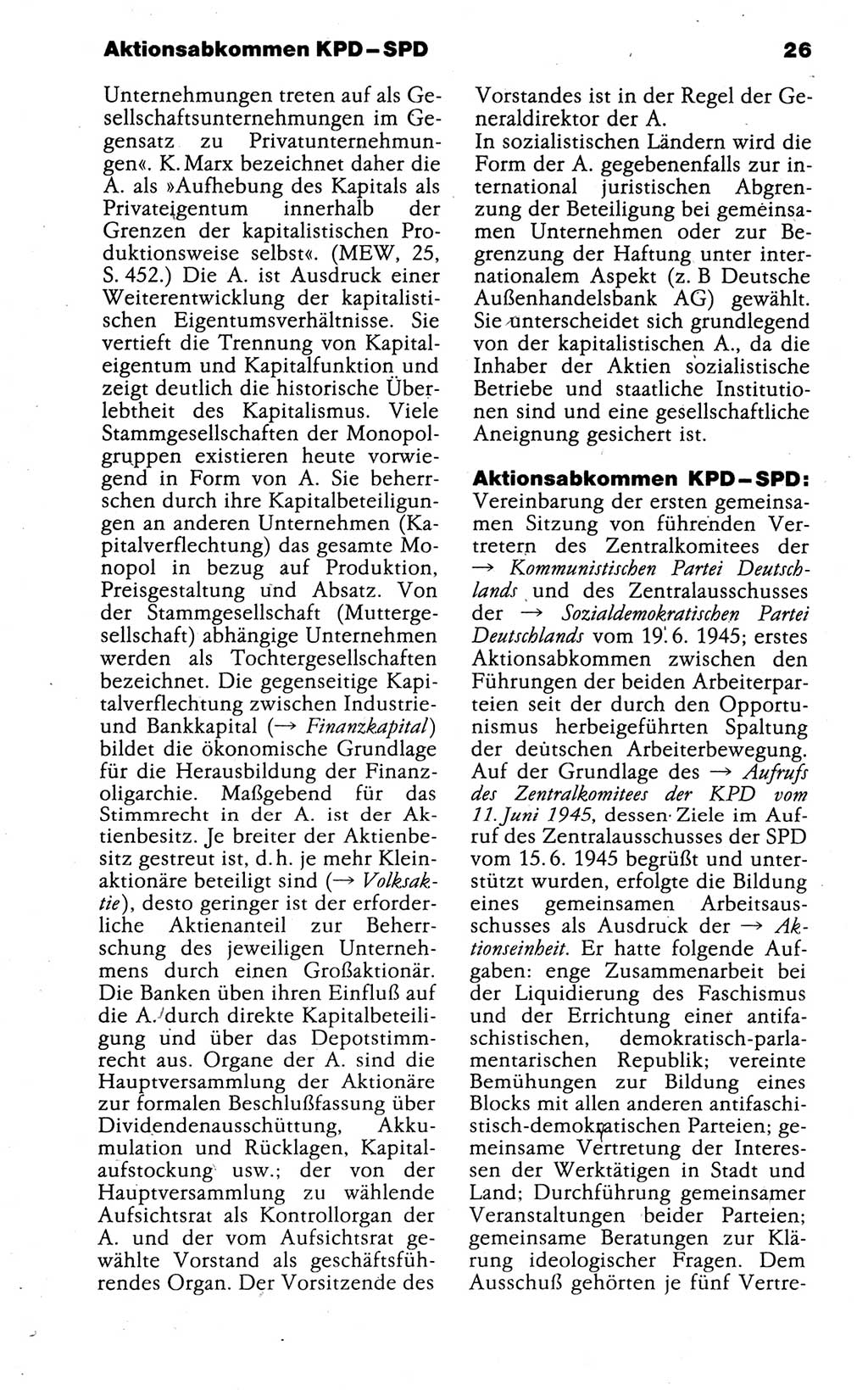 Kleines politisches Wörterbuch [Deutsche Demokratische Republik (DDR)] 1988, Seite 26 (Kl. pol. Wb. DDR 1988, S. 26)