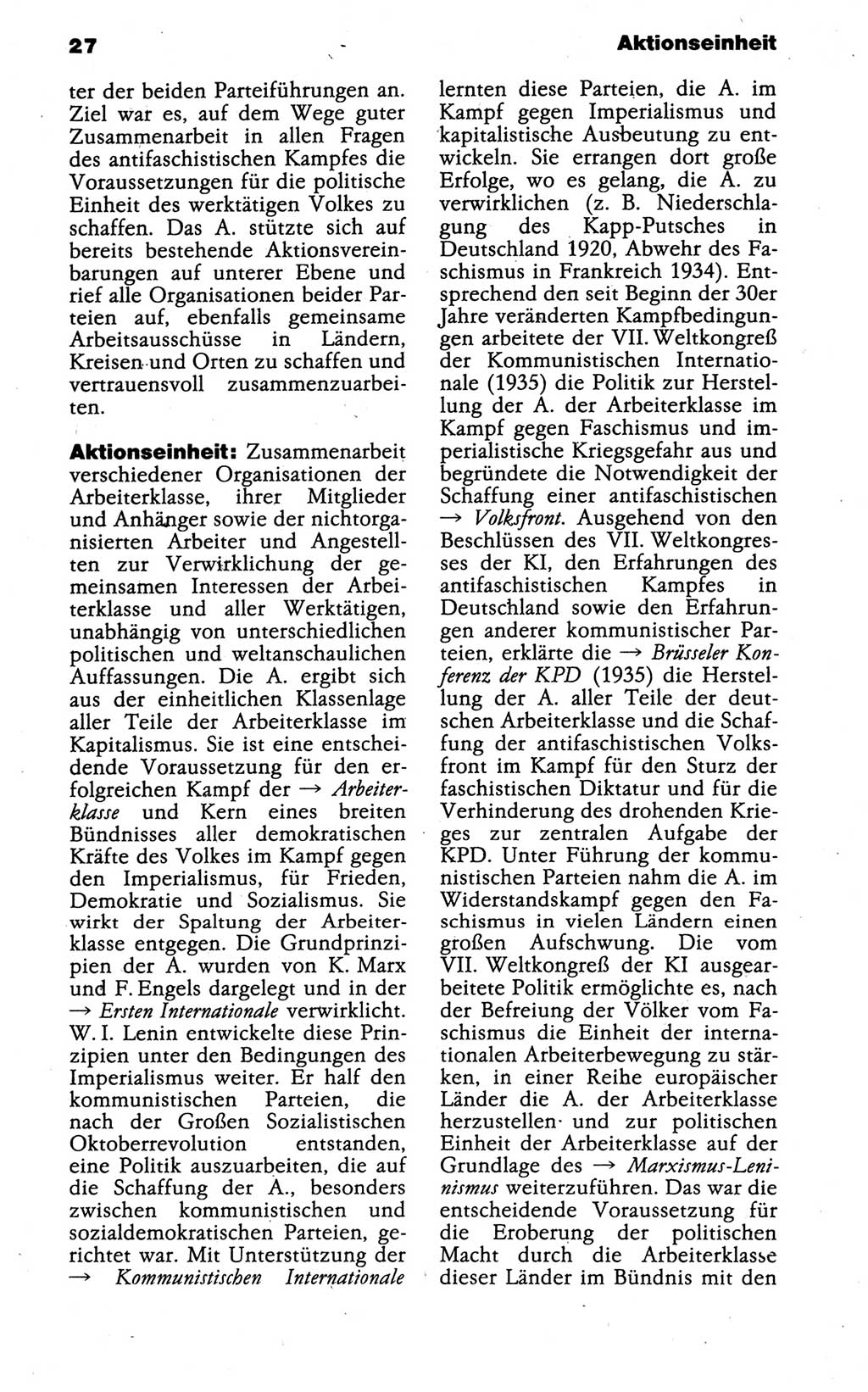 Kleines politisches Wörterbuch [Deutsche Demokratische Republik (DDR)] 1988, Seite 27 (Kl. pol. Wb. DDR 1988, S. 27)