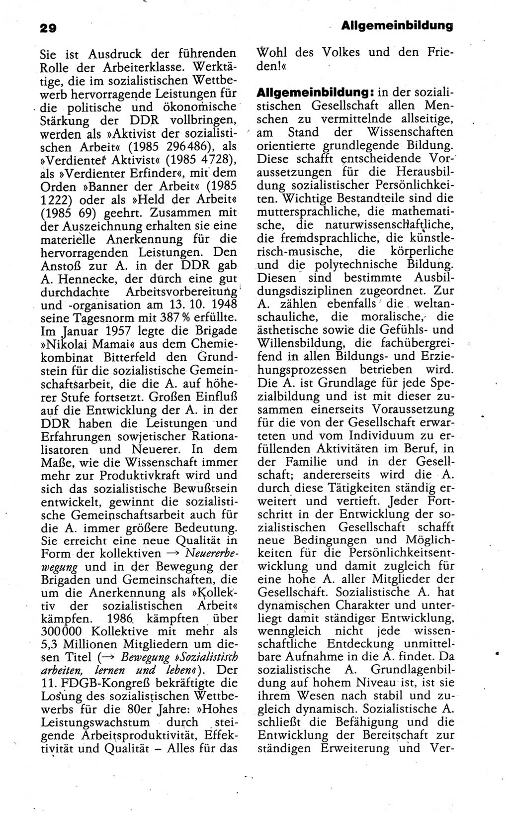 Kleines politisches Wörterbuch [Deutsche Demokratische Republik (DDR)] 1988, Seite 29 (Kl. pol. Wb. DDR 1988, S. 29)